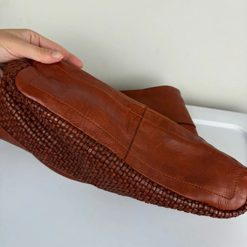 Marta Ponti Leather Woven Hobo Bag Made in Portugal Brown Slouchy